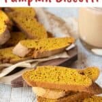 Pumpkin Biscotti stacked with more behind.