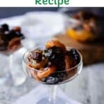 Dried Fruit Compote in a coupe glass.