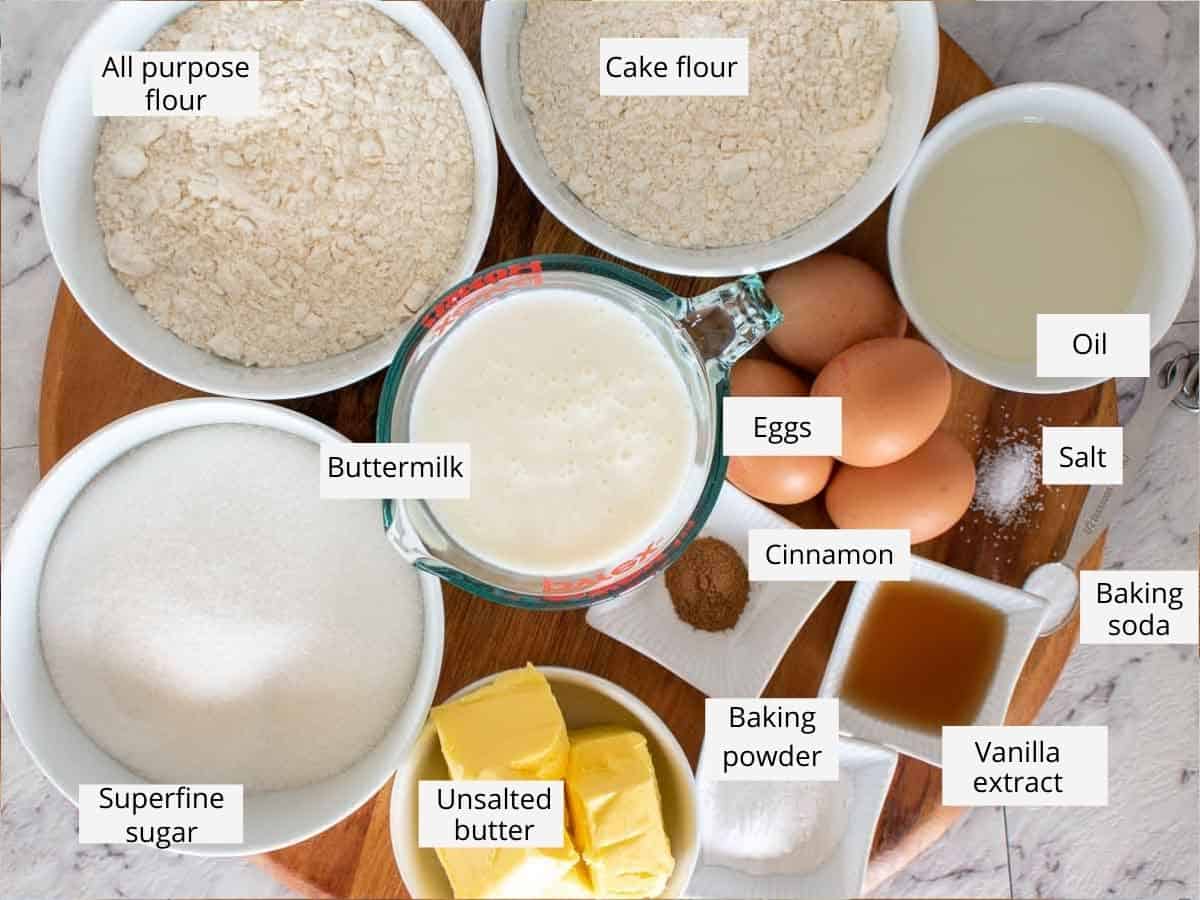 Ingredients for this cake recipe as in the recipe card.