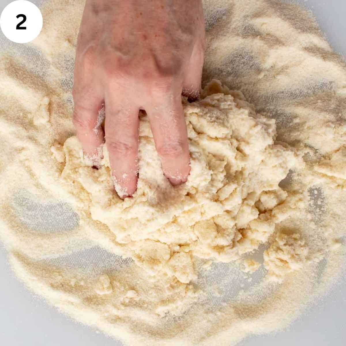 Mixing semolina pasta dough.