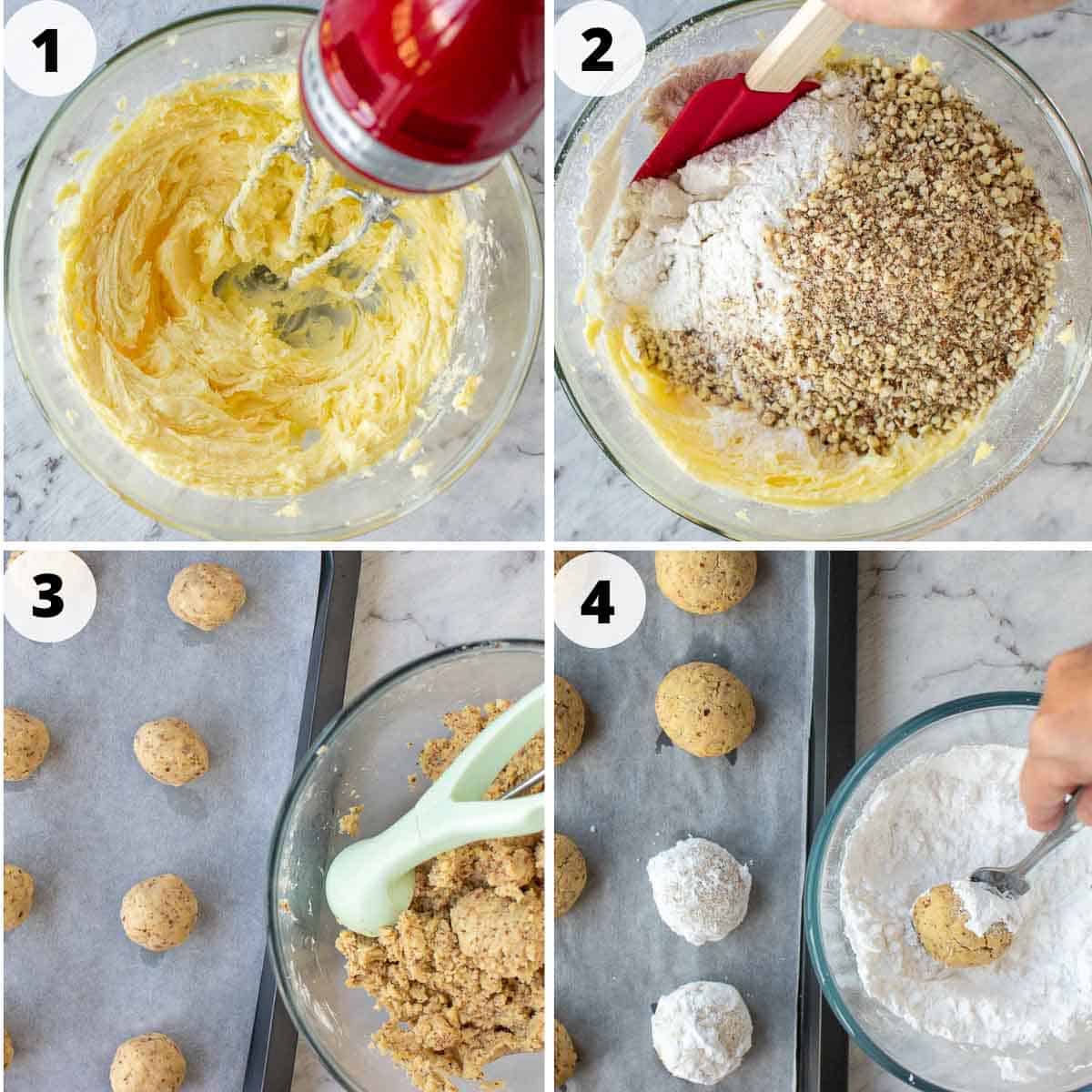 Four step process showing how to make this Italian cookie recipe.