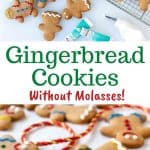 Gingerbread cookies being decorated.
