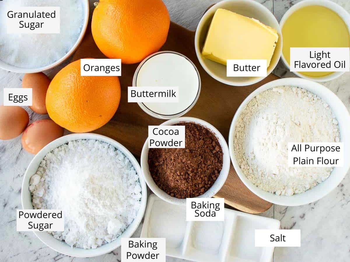 Ingredients to make the recipe prepared on a wooden board.