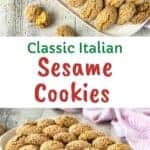 Italian Sesame Cookies arranged on a white plate.