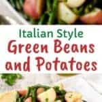 Green beans and potatoes on a white plate.