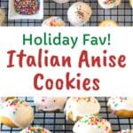 Italian Anise Cookies on black wire rack.