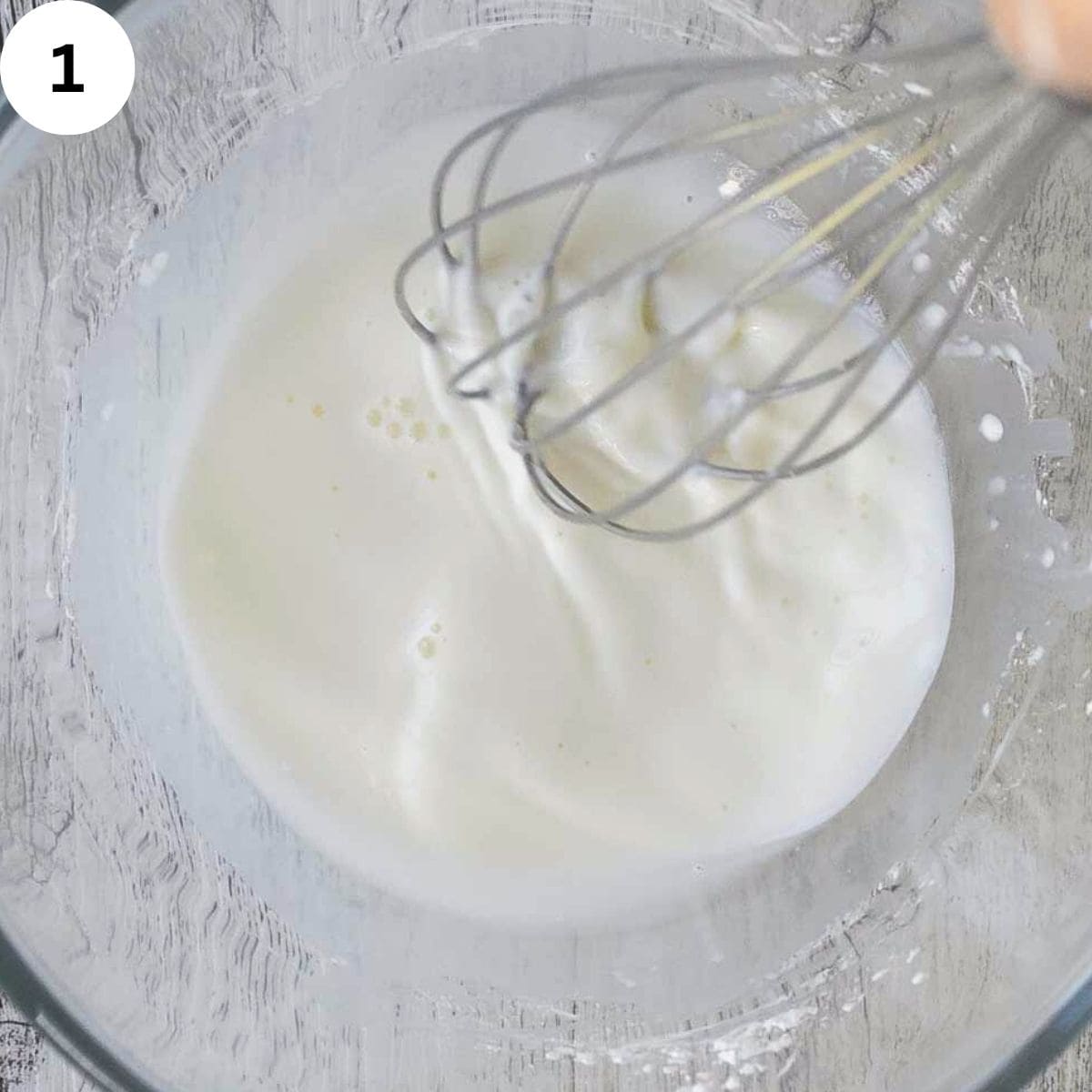 Whisking cornstarch and water.