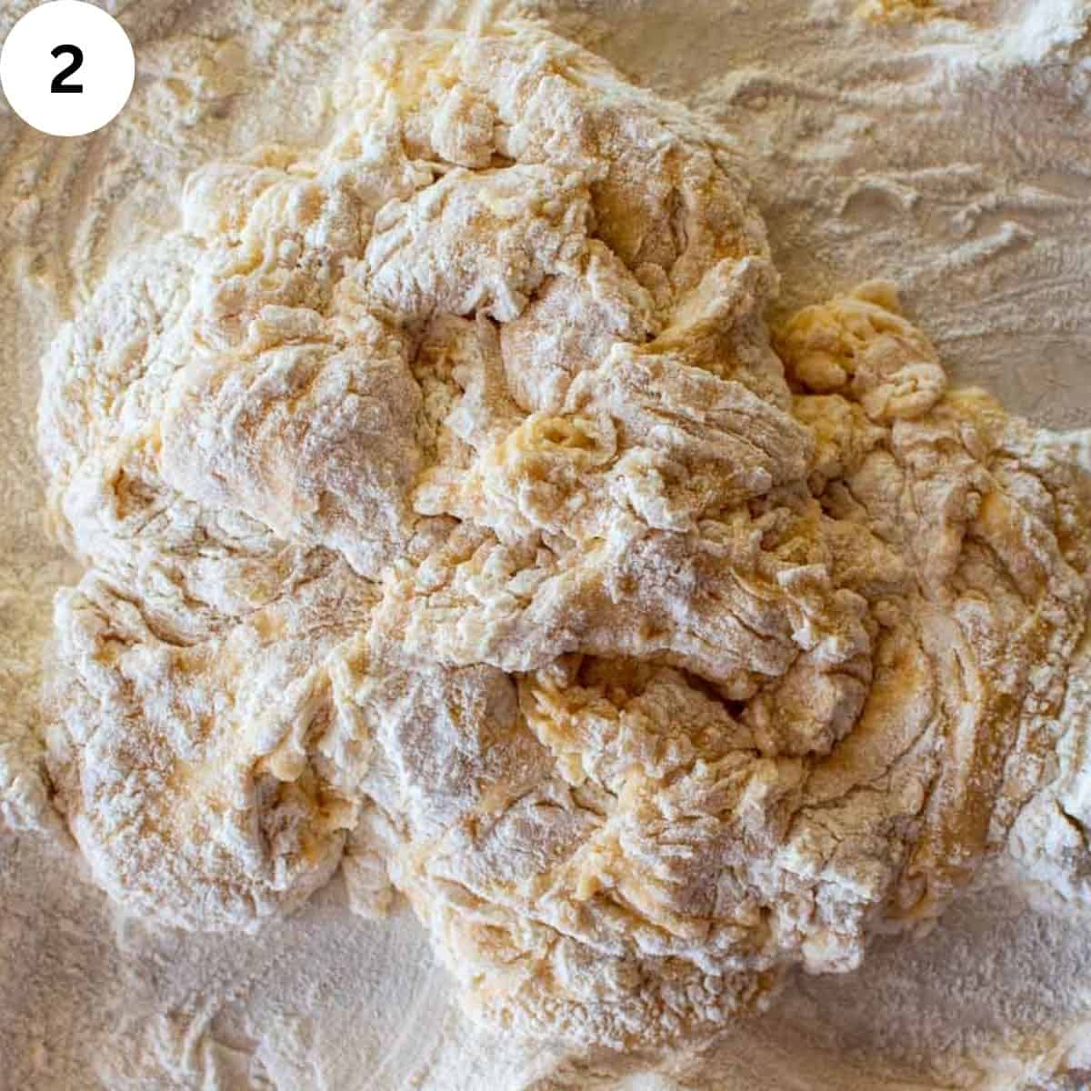 Shaggy egg dough.