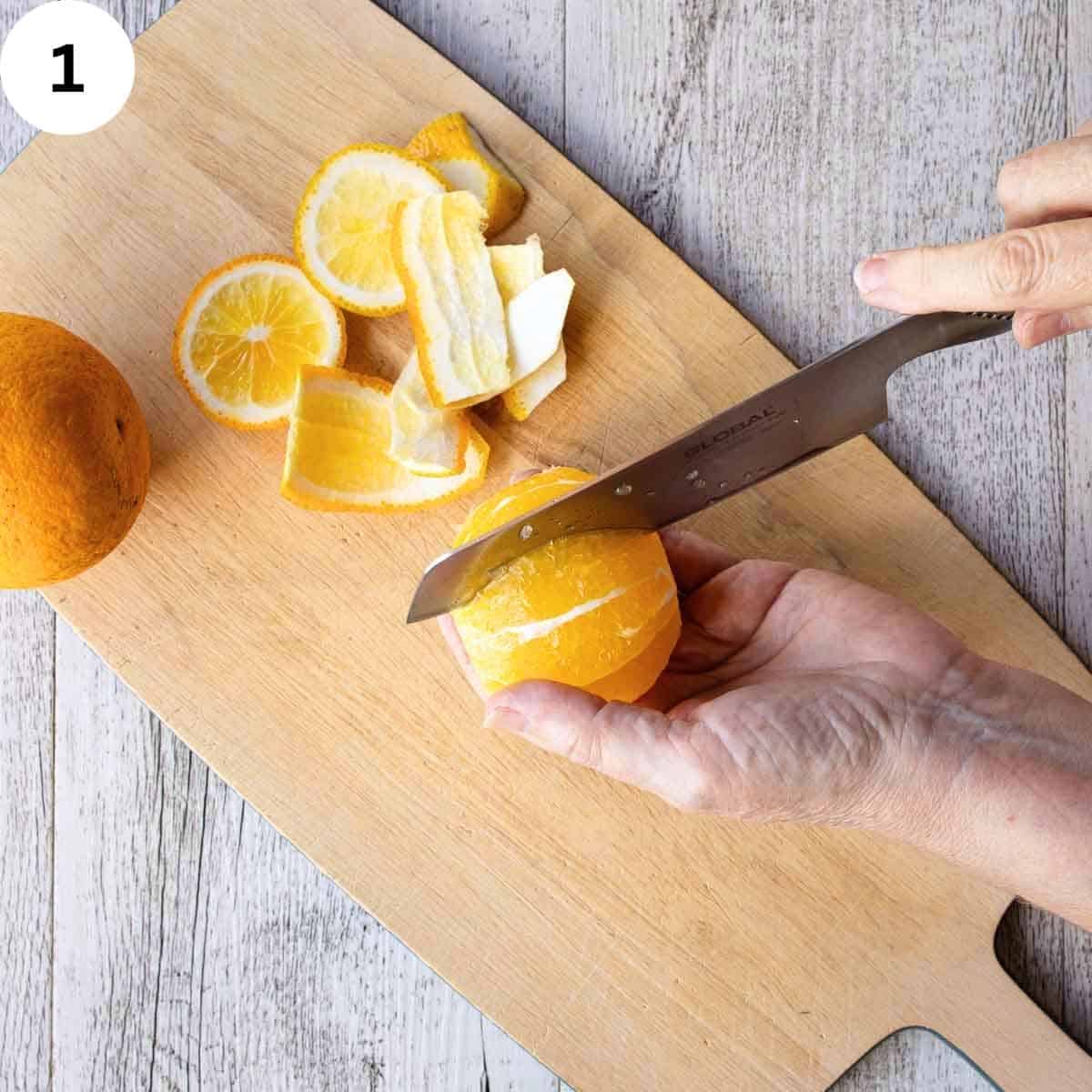 Segmenting an orange.