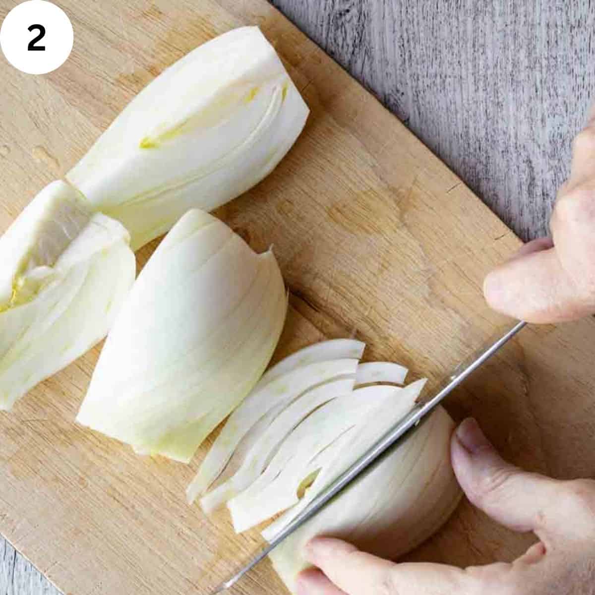 Slicing fennel.