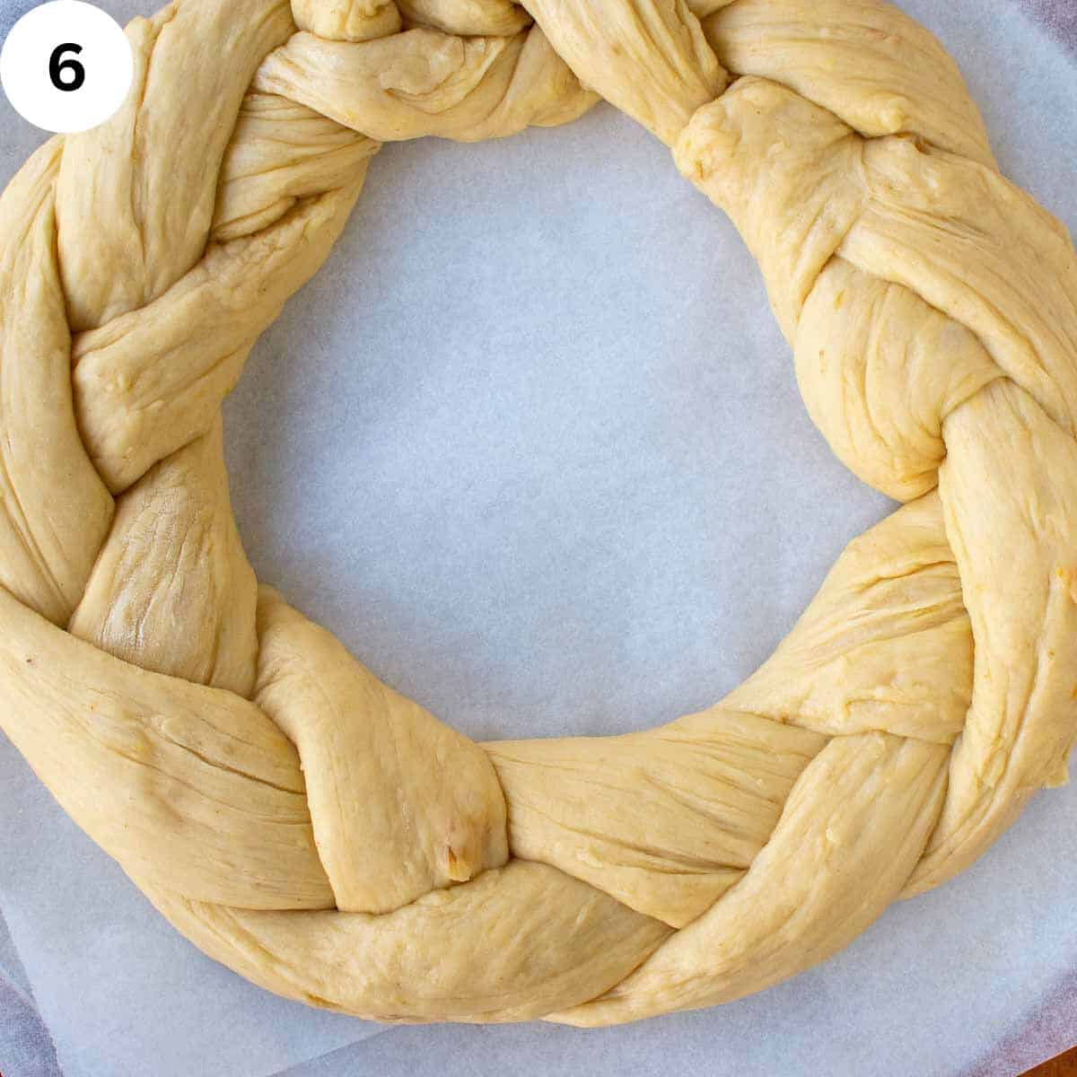 A braided ring of dough.