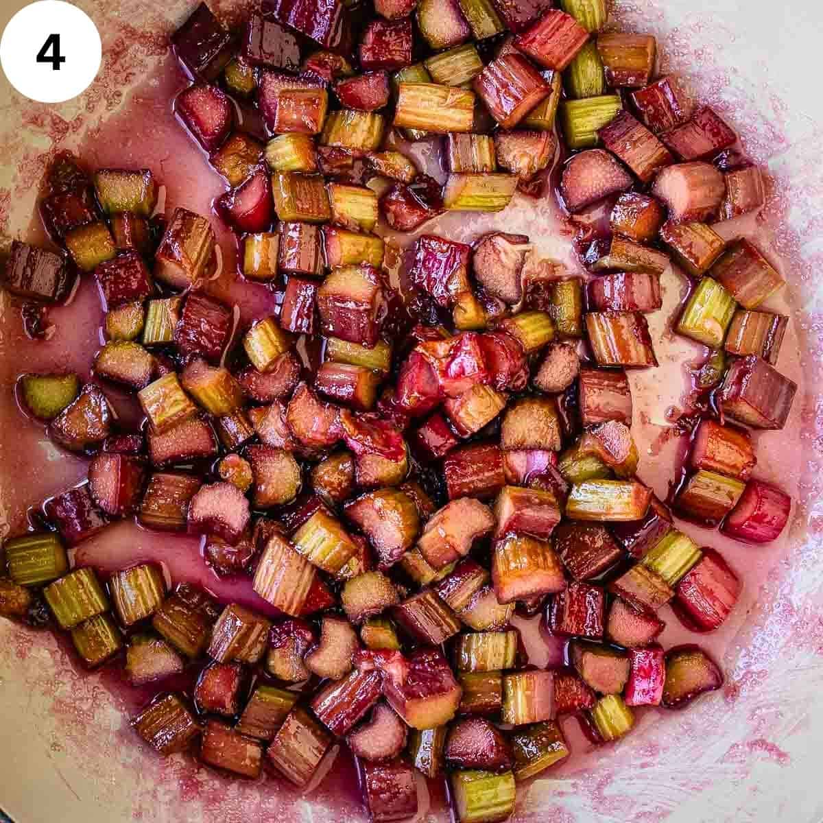Partially cooked sliced rhubarb.