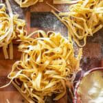 In the photo below, I have hand rolled the sheet of pasta. Can you see the little air bubbles? That's an indication of well kneaded dough.