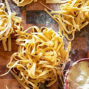 In the photo below, I have hand rolled the sheet of pasta. Can you see the little air bubbles? That's an indication of well kneaded dough.