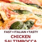 Chicken Saltimbocca arranged on a serving platter.
